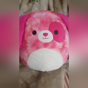 SQUISHMALLOW DETINA  - PINK TIE DIE DOG  - 14" NEW W/TAGS JAZWARES